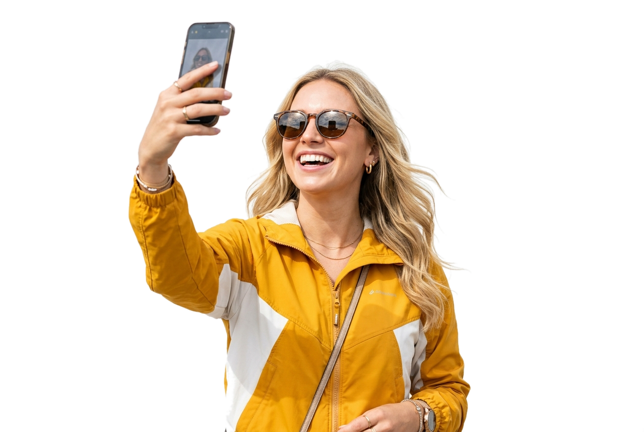 A traveller with a phone